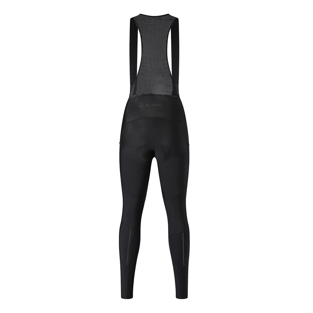 YKYW Women’s Cycling Bib Long Pants Winter 5-15°C 7H Ride Belgian Sponge Pad Thermal with 2 Pockets Black