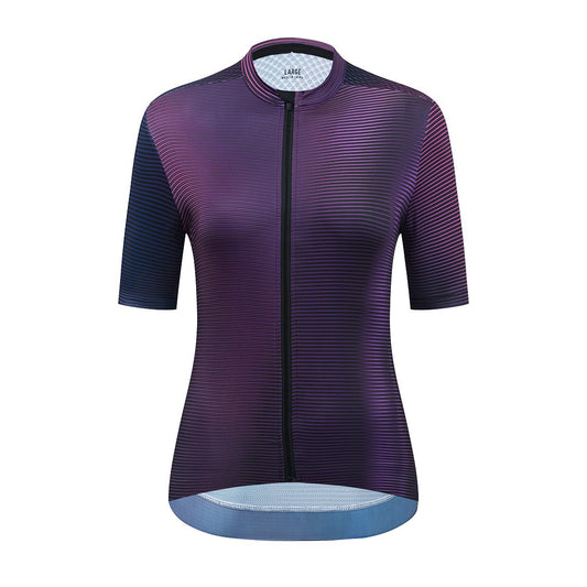 YKYW Camisetas de ciclismo PRO Team Aero para mujer, mangas cortas, proceso sin costuras, peso mosca, deslumbrante púrpura 