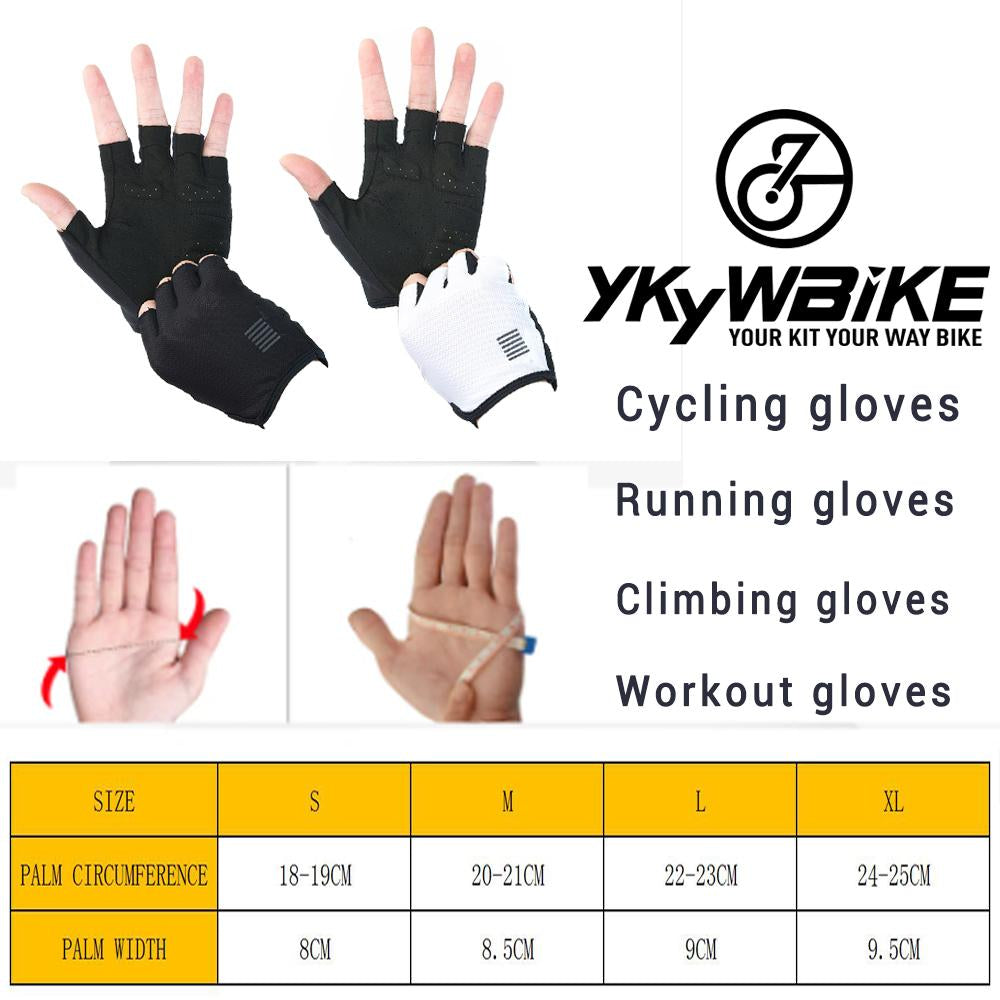 YKYW MTB Road Cycling Half Finger Gloves Mesh Fabric Quick-drying Elastic Breathable XRD Technology Shockproof 3 Colors