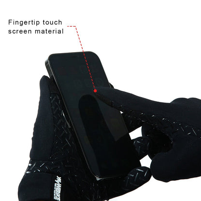 YKYW Pro Thermal Fleece Touch Screen Full Finger Gloves Winter 5-15°C Velvet Waterproof Windproof Warm Anti Slip Elastic Black