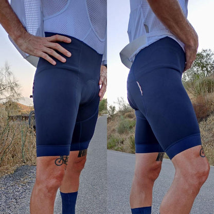 YKYW Men's Cycling Bid Shorts Italy Webbing Shockproof 3D Sponge Padded 8H Riding Navy Blue