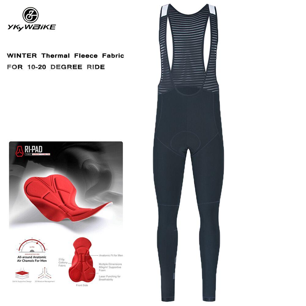 YKYW Men's Pro Tight Cycling Bib Long Pants 8H Ride Winter 10-20℃ Tights Warm Thermal Fleece Upgraded Italy Double Arrow Cushion