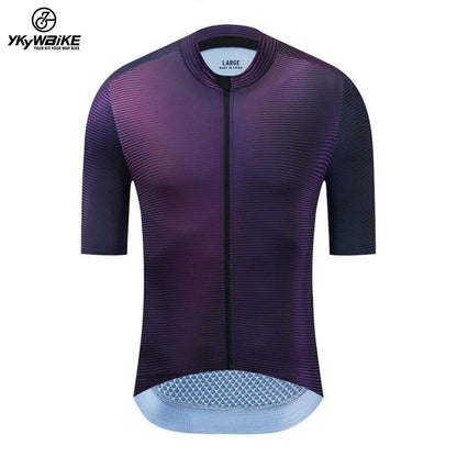 YKYW Men's PRO Team Aero Cycling Jersey Lightweight And Breathable Flight Print Purple