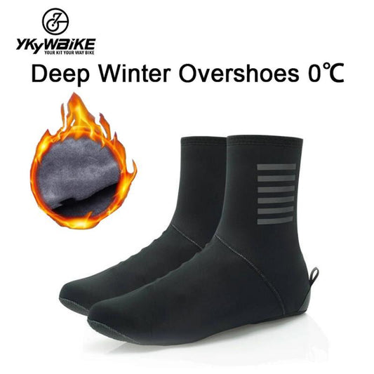 YKYW MTB Cycling Pro Team & Classic Shoes Covers Winter 0°C Thermal Fleece Keep Warm Rainproof Windproof Reflective Breathable Resilient Black