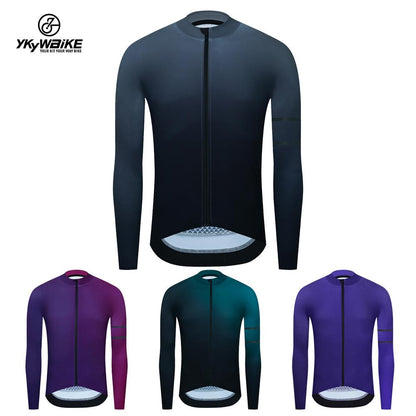 YKYW Men's Cycling Jersey Jackets Winter 10-20℃ Long Sleeves Thermal Fleece Highly Elastic 4 Gradient Colors