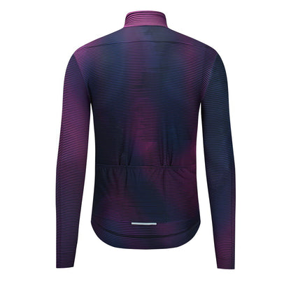 YKYW Men's PRO Team Aero Cycling Jersey Winter 10-20℃ Thermal Fleece Top Quality Gradient Purple