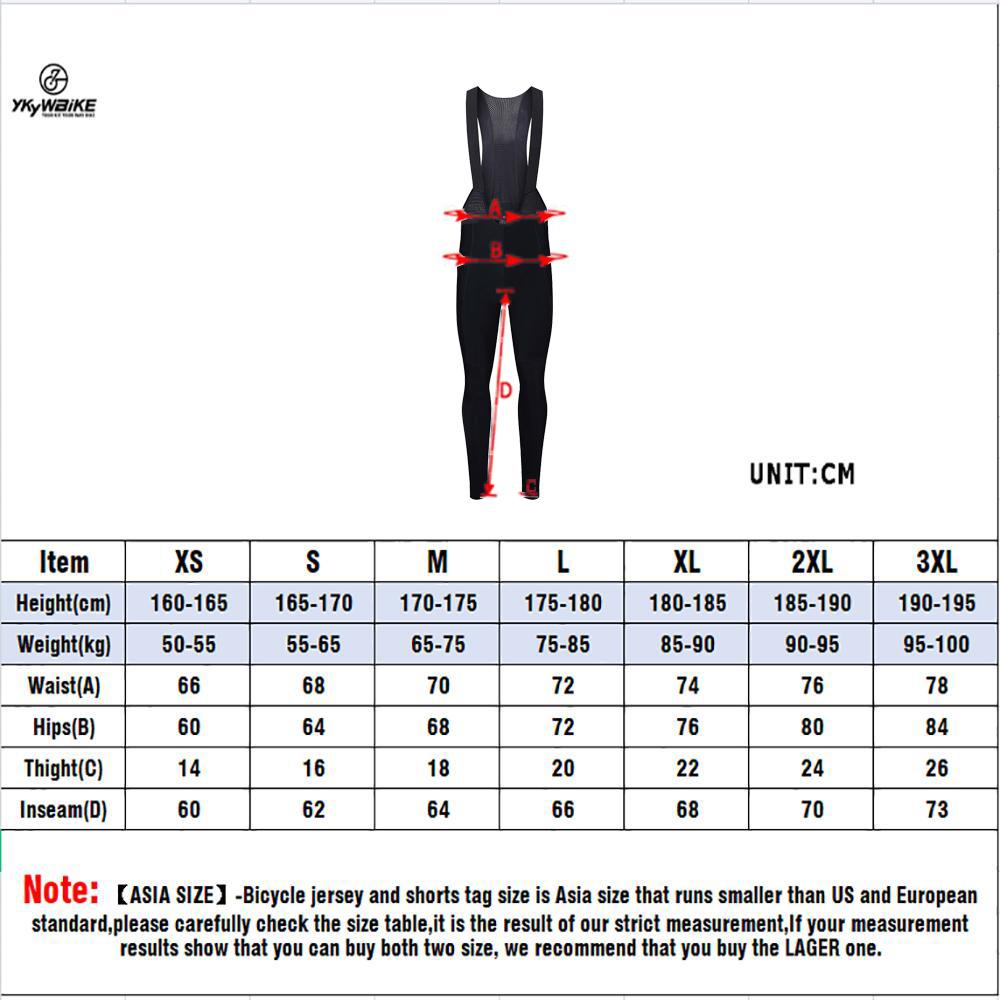 YKYW Men's Pro Tight Cycling Bib Long Pants 5H Ride Winter 10-20℃ Thermal with 3 Pockets
