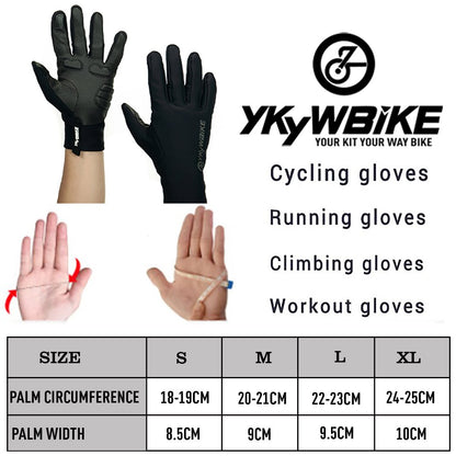 YKYW Thermal Fleece Full Finger Gloves Winter 0-10°C Plush Fabric Waterproof Windproof XRD Technology Shockproof Black