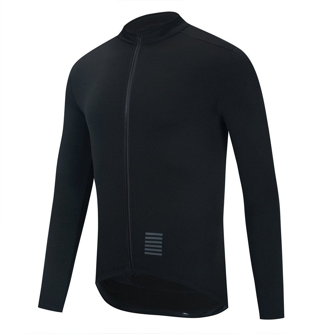 YKYW Men's Cycling Jersey Coat Autumn Winter 5-15℃ Thermal Long Sleeve Black