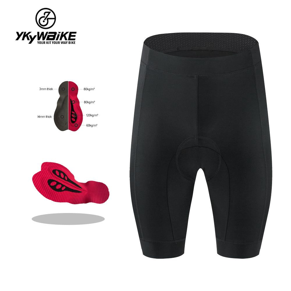 YKYW Pantalones cortos de ciclismo para hombre Cojín A prueba de golpes Verano Transpirable Secado rápido Antisudor Negro