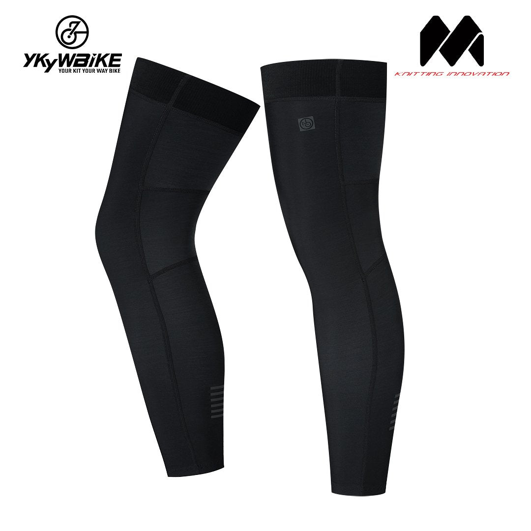 YKYW Pro Team Cycling Leg Sleeves Italian MITI Fabric Lightweight Breathable Antibacterial Windproof & Waterproof Wicking Black