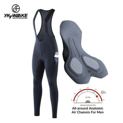 YKYW Women’s Mtb Cycling Bib Long Pants Coolmax 3D Pad 6H Ride 3M Reflective with 2 Pockets Black