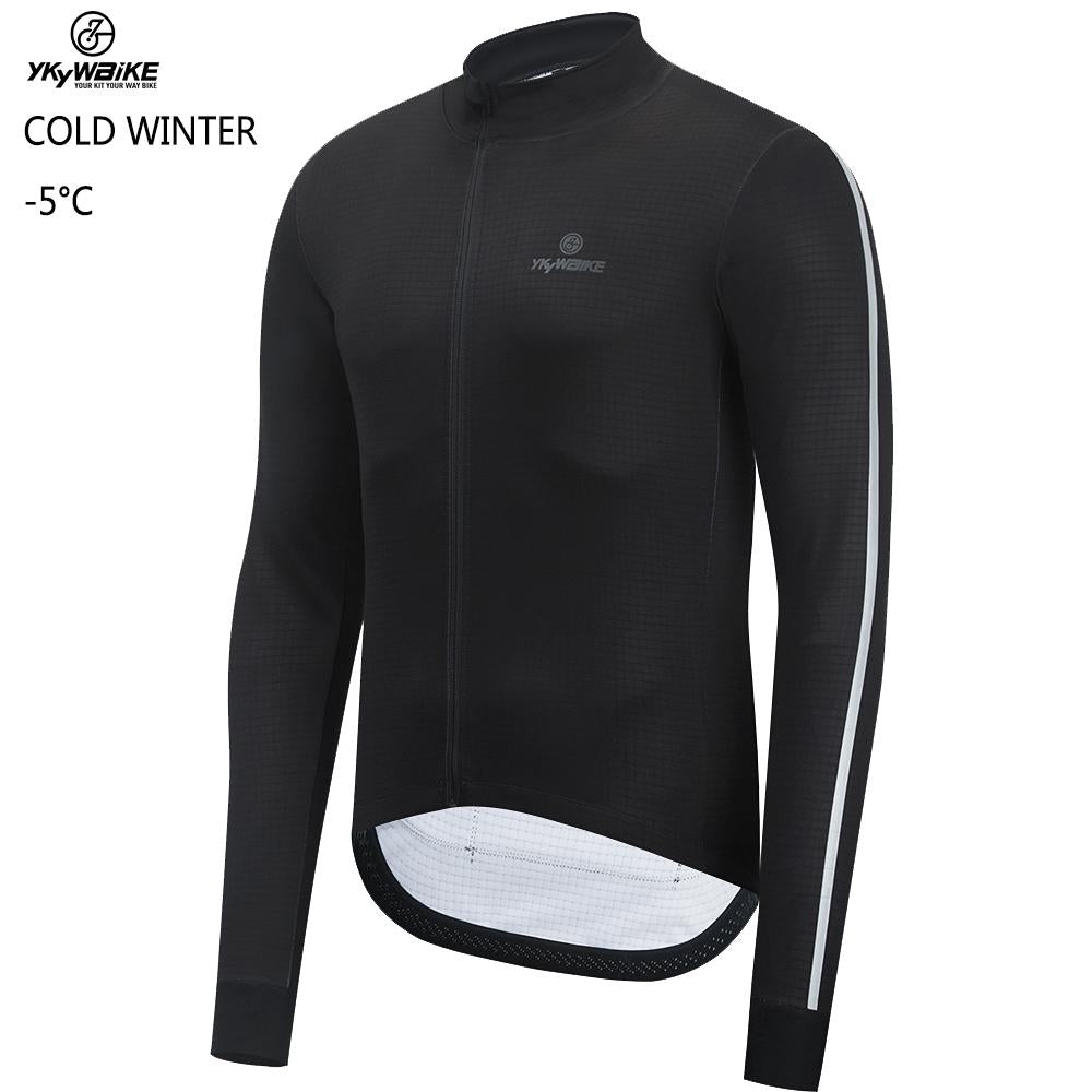 YKYW Men's Cycling Jacket Winter  -5-10℃ Outdoor Warm Fleece Coat Thermal Windproof and Breathability Black