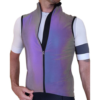 YKYW Men's Cycling Jacket Vest Cool Rainbow Colorful Windproof Waterproof 360° Full Reflective