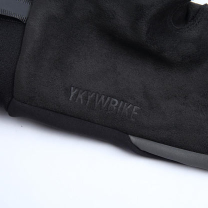 YKYW Pro Team Thermal Fleece Touch Screen Full Finger Gloves Winter -10°C  Fleece-lined Suede Fabric Windproof Warm DWR Waterproof Black