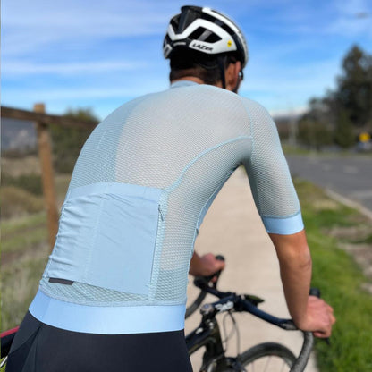 YKYW Men's Cycling Jersey Back Full Mesh Design Quick Dry Ultralight Summer Short Sleeve 4 Colors